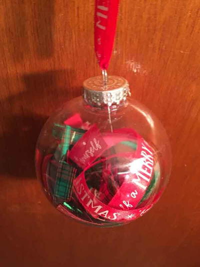 Christmas Ribbon Filled Ornament | AllFreeHolidayCrafts.com