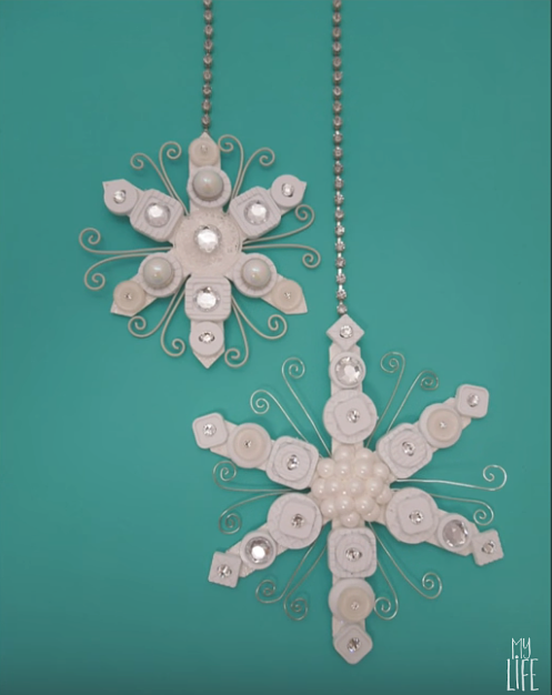Snowflake craft foam precut shape, glue on gems & spangles