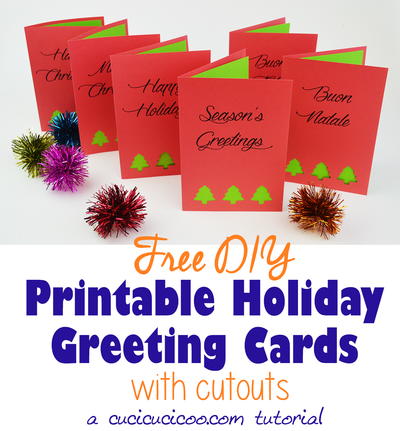 Free Printable Holiday Cards with Punched Cutouts
