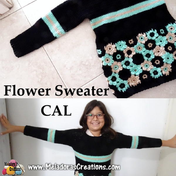 FLOWER SWEATER TUTORIAL, how to crochet the flower sweater 