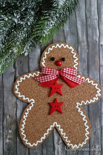 Cork Gingerbread Man Christmas Ornament
