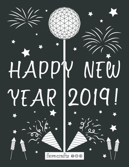 Happy New Year 2019 Coloring Page