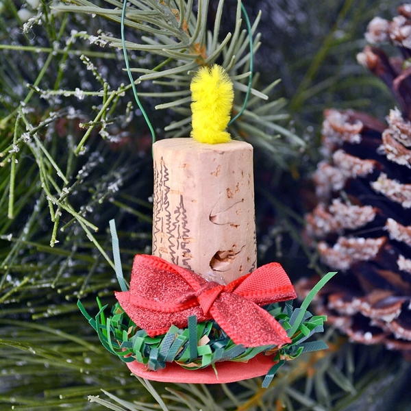 Wine Cork Candle Christmas Ornaments