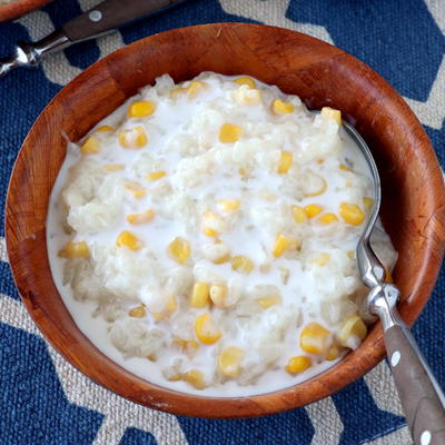 Ginataang Mais (Coconut Milk Rice Pudding with Corn)
