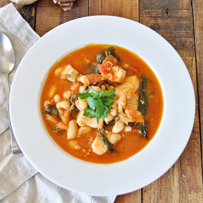 White Bean & Spinach Stew with Spanish Cod