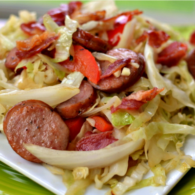 Cabbage Stir Fry with Bacon and Sausage