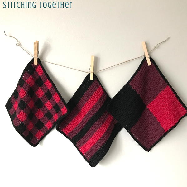 Crochet Buffalo Plaid Dishcloths