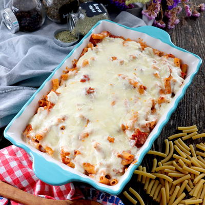 Easy Baked Ziti with White Sauce