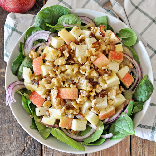 Winter Spinach Salad with Apples and Manchego Cheese