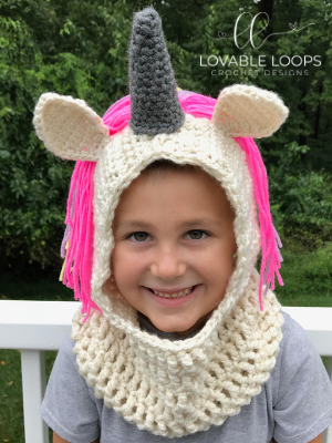 Unicorn hooded sales scarf crochet pattern
