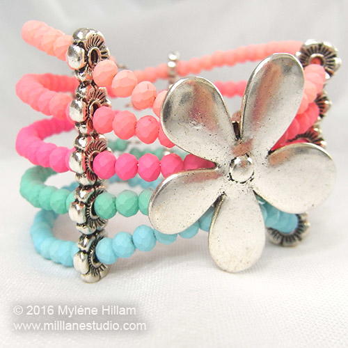 Pastel Memory Wire Cuff-Style Bracelet