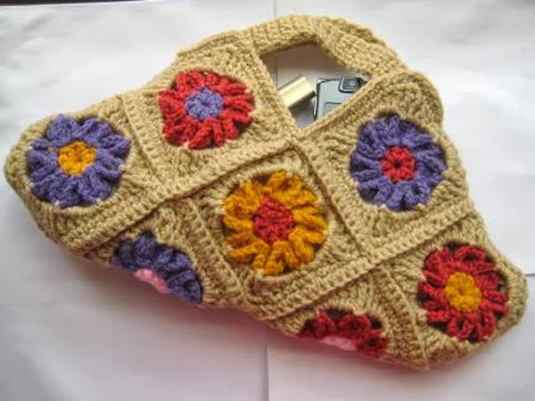 Floral Granny Square Crochet Purse