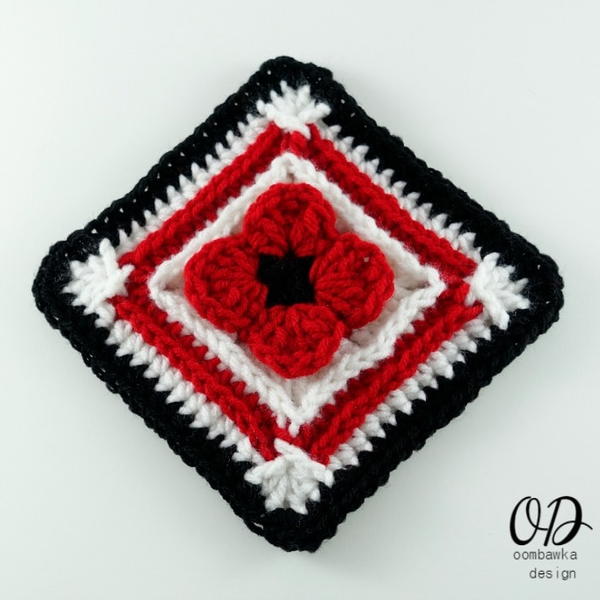 Lest We Forget Poppy Afghan Square