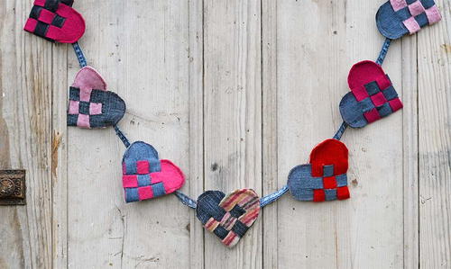Upcycled Woven Scandi Hearts