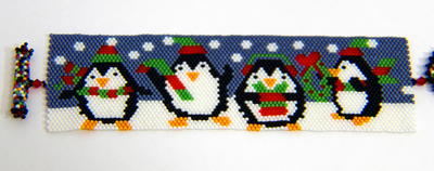 Christmas Penguin Peyote Bracelet