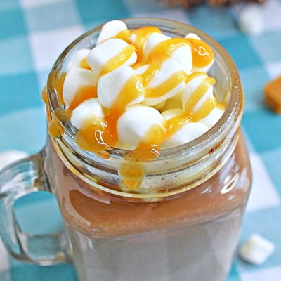 Salted Caramel Hot Chocolate in the Slow Cooker