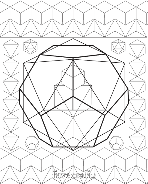 The Platonic Solids Geometric Coloring Page