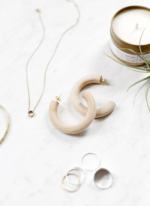 DIY Wooden Hoop Earrings