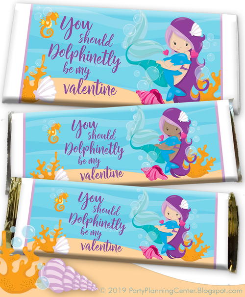Mermaid Kids Valentine Candy Wrappers