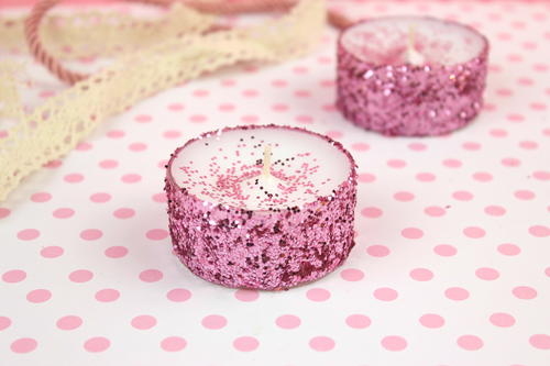 Low Budget Glitter Tea Light Candles for Valentines Day