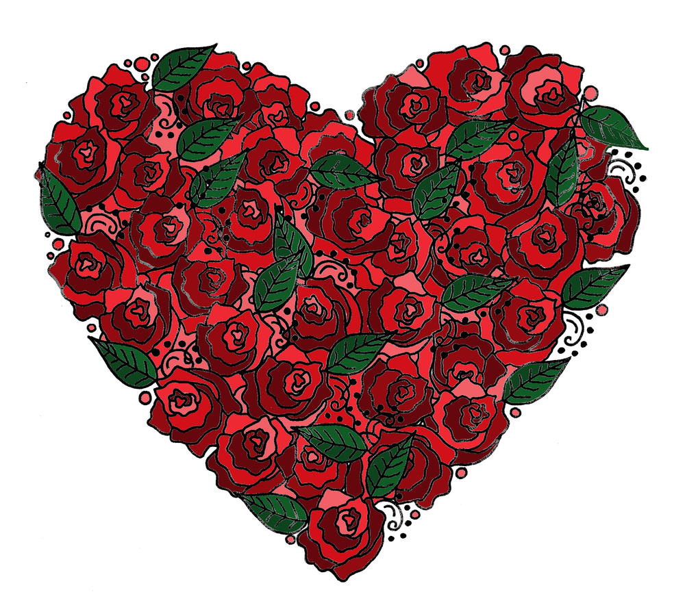 rose garden heart adult coloring page favecrafts com