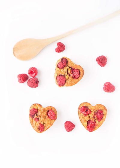 Baked Raspberry Banana Oatmeal Hearts