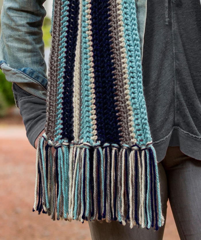 Beginner Striped Scarf Crochet Pattern | FaveCrafts.com