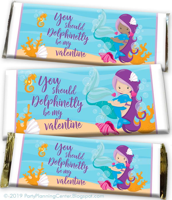 Kids Mermaid Valentine Candy Wrappers