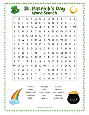 St. Patrick’s Day Word Search Printable