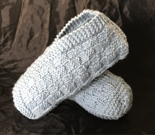 Knitted Adult Slippers with a Plaid Pattern