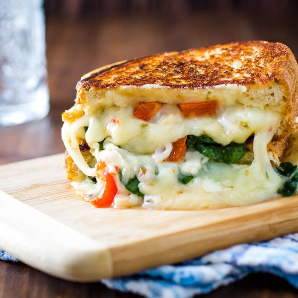 Roasted Red Pepper Oven Grilled Cheese