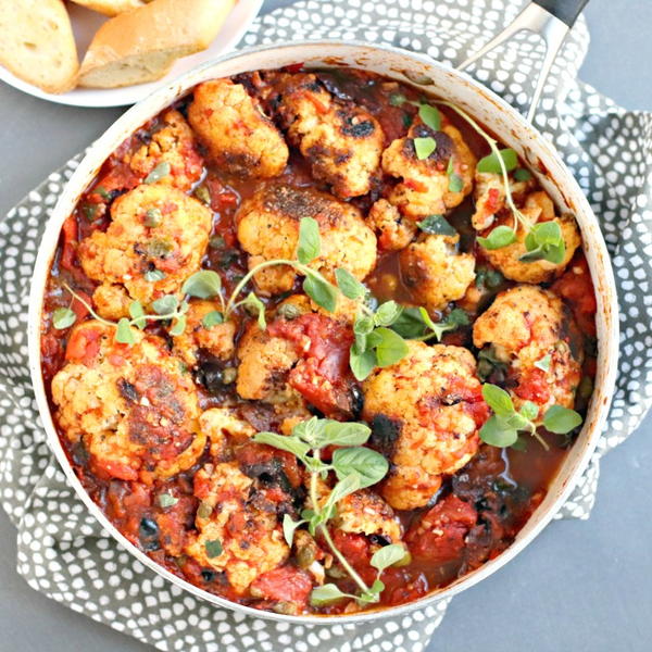 Vegan Puttanesca Cauliflower Skillet