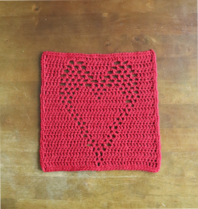 Filet Double Crochet Heart Block