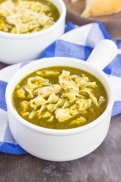 Pesto Chicken Noodle Soup