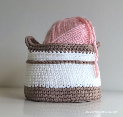 Textured Crochet Basket with Handles