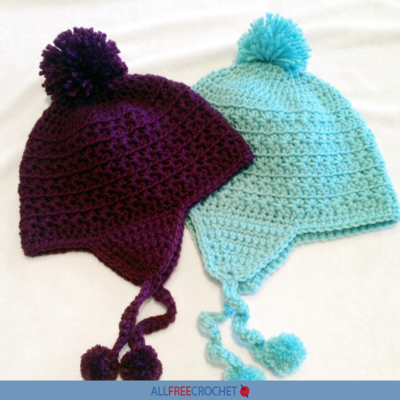 Free Crochet Star Baby Earflap Hat pattern using Bernat Bundle Up