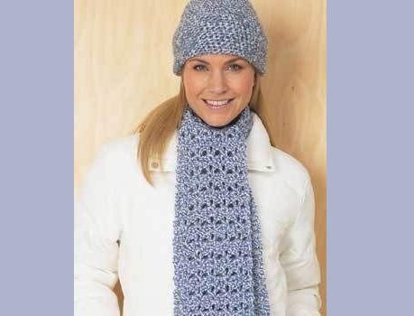 Blue Hat and Scarf Set