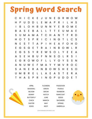 spring word search printable allfreekidscrafts com