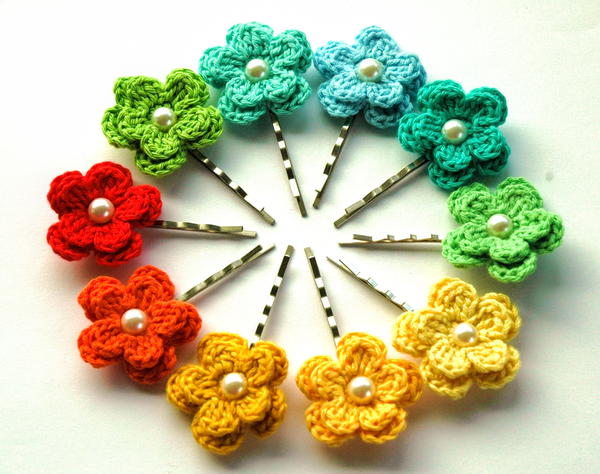 Spring Flower Crochet Clips