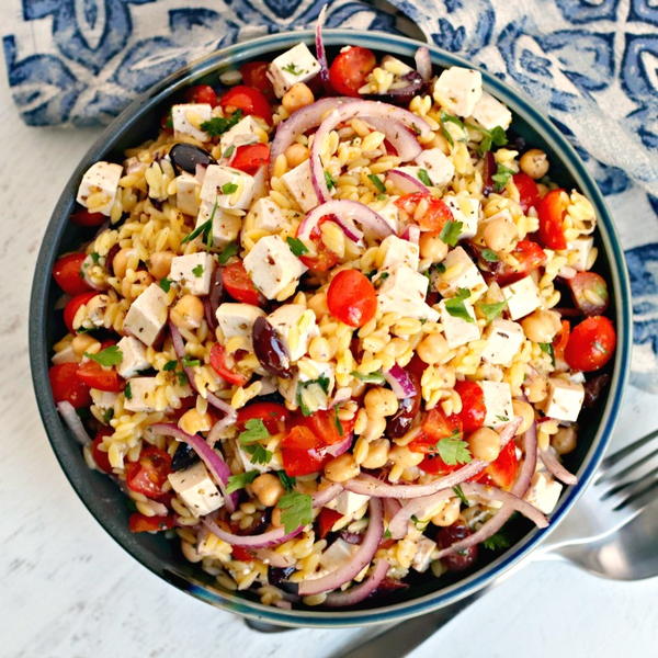 Mediterranean Orzo Salad (Vegan)