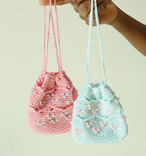 Beaded Mini Drawstring Pouch AllFreeCrochet