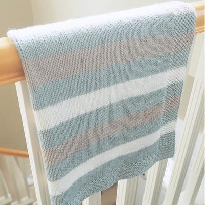 Easy Striped Baby Blanket Knitting Pattern