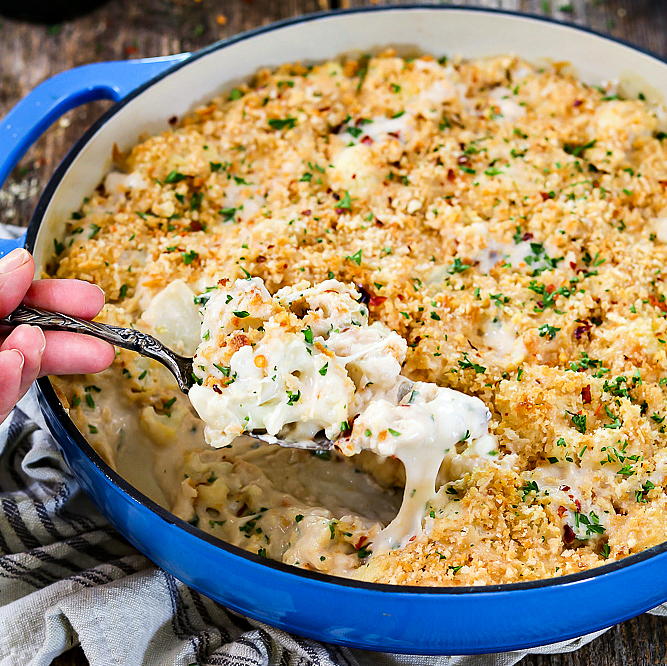 Cheesy Vegan Cauliflower Casserole | RecipeLion.com