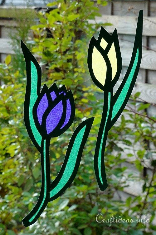 Stained Glass Paper Tulips Suncatchers