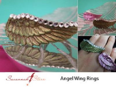 Rhinestone Angel Wing Ring