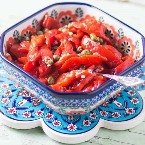 Marinated Roasted Red Peppers | FaveHealthyRecipes.com