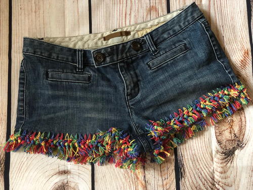 crochet denim shorts