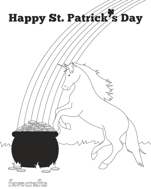 Unicorn St Patricks Day Coloring Page