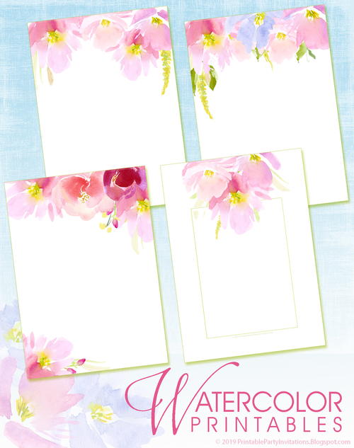 Floral Watercolor Invitations or Stationery