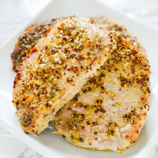 Oven Roasted Honey and Grainy Mustard Pork Chops